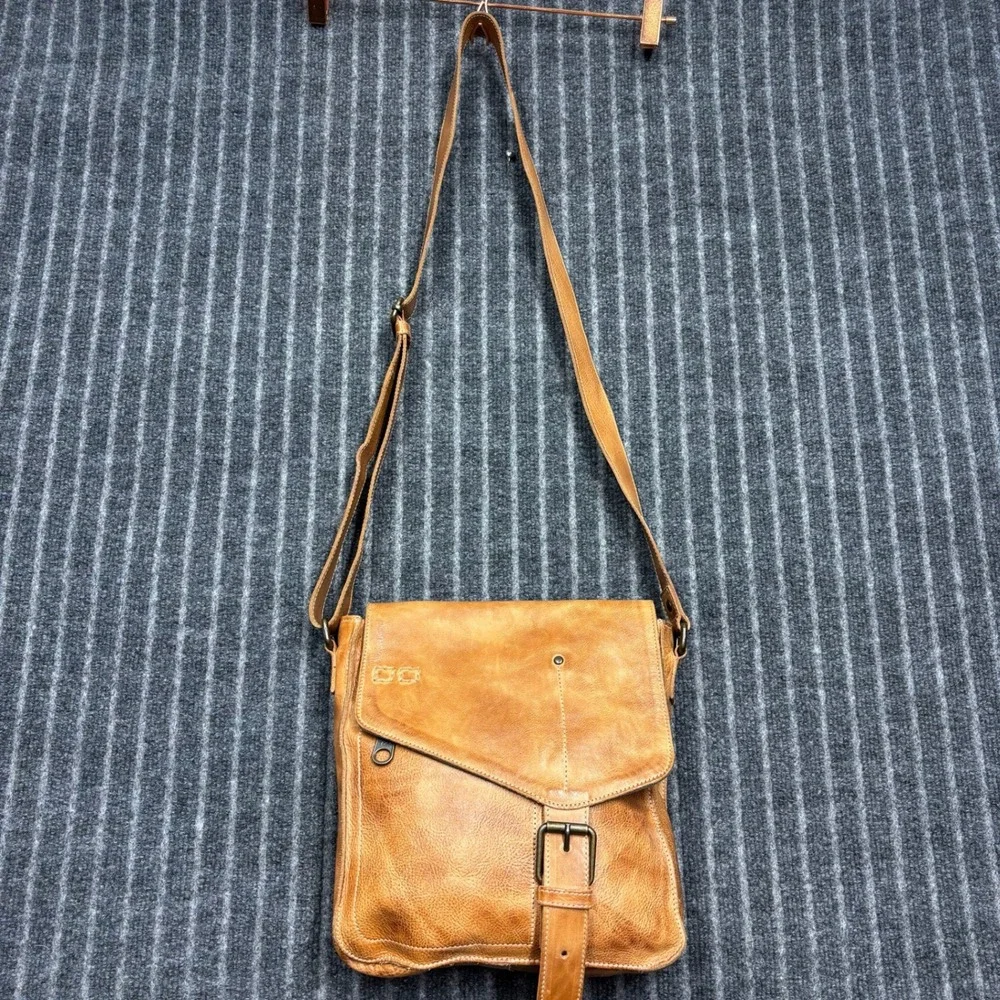 Bed Stu Tan Venice Leather Distressed Crossbody Messenger Bag